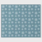 Kerst Blauw Witte Sneeuwvlokken Cadeaupapier (Vlak)