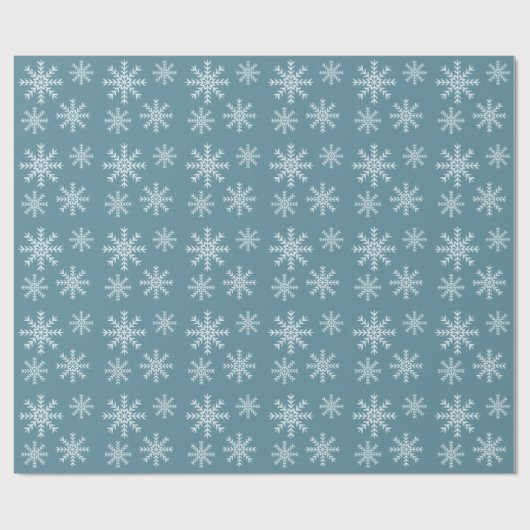 Kerst Blauw Witte Sneeuwvlokken Cadeaupapier (Vlak)