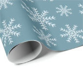 Kerst Blauw Witte Sneeuwvlokken Cadeaupapier (Rol Hoek)