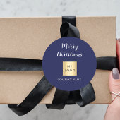 Kerst blauw zakelijke logo ronde sticker