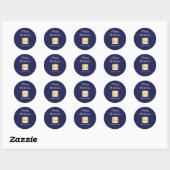 Kerst blauw zakelijke logo ronde sticker (Vel)