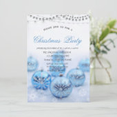 Kerst Blauwe Ballen, Sterren Kerst Bedrijfsfeest Kaart (Staand voorkant)