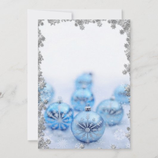 Kerst Blauwe Ballen, Sterren Kerst Bedrijfsfeest Kaart (Achterkant)