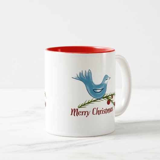 Kerst blauwe bluebird mok (Voorkant rechts)