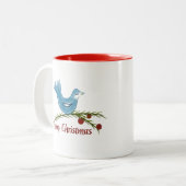 Kerst blauwe bluebird mok (Voorkant links)