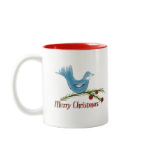 Kerst blauwe bluebird mok