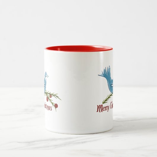 Kerst blauwe bluebird mok (Center)