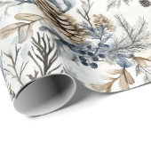 Kerst Blauwe Dennenappels Cadeaupapier (Rol Hoek)