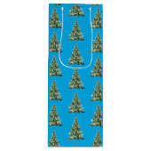 Kerst Blauwe Ginger Jars Wijn Cadeautas (Voorkant)