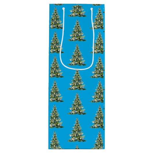 Kerst Blauwe Ginger Jars Wijn Cadeautas (Voorkant)