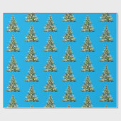Kerst Blauwe Ginger Jars Wrapping Paper Cadeaupapier (Vlak)