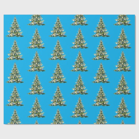 Kerst Blauwe Ginger Jars Wrapping Paper Cadeaupapier (Vlak)