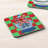 Kerst Blauwe Gingerpot Bier Onderzetter (Linkerzijde)