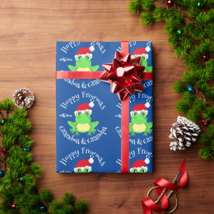 Kerst Blauwe Kikker Santa Hoed Novelty Naam Cadeaupapier