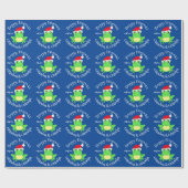 Kerst Blauwe Kikker Santa Hoed Novelty Naam Cadeaupapier (Vlak)