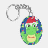 Kerst Blauwe Kikker Santa Hoed Patroon Nieuwigheid Sleutelhanger (Voorkant Links)