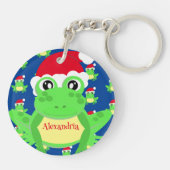 Kerst Blauwe Kikker Santa Hoed Patroon Nieuwigheid Sleutelhanger (Achterkant)