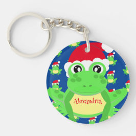 Kerst Blauwe Kikker Santa Hoed Patroon Nieuwigheid Sleutelhanger