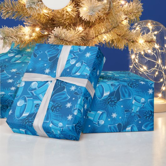 Kerst Blauwe Klokjes Cadeaupapier (Feestdagen)