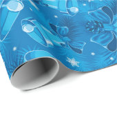 Kerst Blauwe Klokjes Cadeaupapier (Rol Hoek)