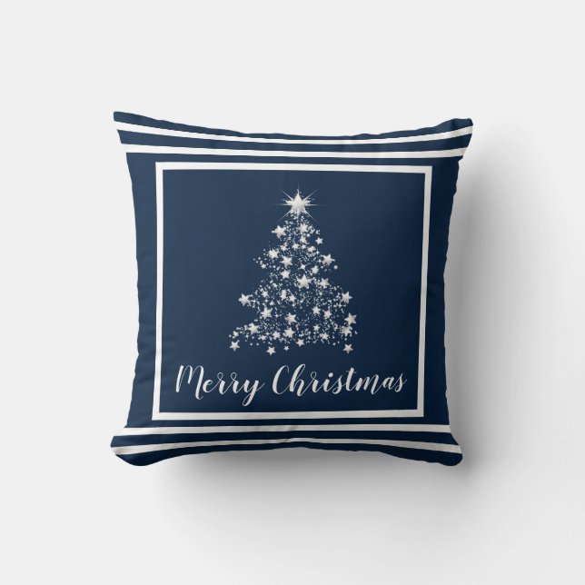 Kerst Blauwe kussen (Voorkant)