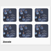 Kerst Blauwe Ornamenten Vierkante Sticker (Vel)