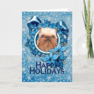 Kerst - Blauwe Sneeuwvlok - Brussels Griffon Feestdagen Kaart