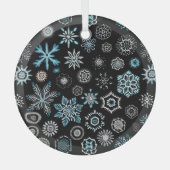 Kerst Blauwe Sneeuwvlokken Glas Ornament (Voorkant)