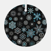 Kerst Blauwe Sneeuwvlokken Glas Ornament (Achterkant)