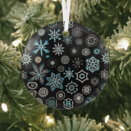Kerst Blauwe Sneeuwvlokken Glas Ornament