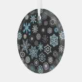 Kerst Blauwe Sneeuwvlokken Glas Ornament (Voorkant links)