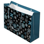 Kerst Blauwe Sneeuwvlokken Groot Cadeauzakje (Voorkant Gekanteld)