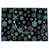 Kerst Blauwe Sneeuwvlokken Groot Cadeauzakje (Achterkant)