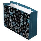 Kerst Blauwe Sneeuwvlokken Groot Cadeauzakje (Achterkant Gekanteld)