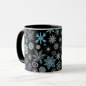Kerst Blauwe Sneeuwvlokken Mok (Voorkant links)