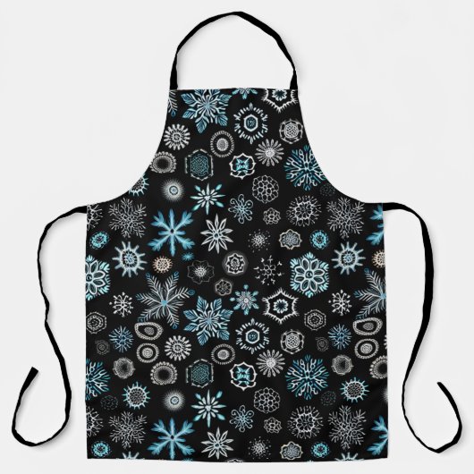 Kerst Blauwe Sneeuwvlokken Schort (Voorkant)