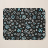 Kerst Blauwe Sneeuwvlokken Sherpa Deken (Voorkant (horizontaal))