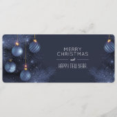 Kerst Blauwe Versieringen Feestdagenkaart (Voorkant)