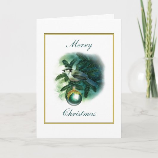 Kerst Blauwe Vogel Kaart (Voorkant)