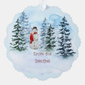 Kerst Blauwe Vrachtwagen Winterscène Ornament Kaart (Achterkant)