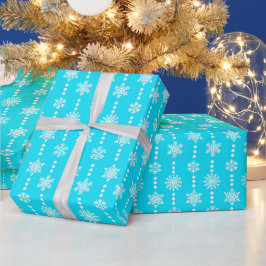 Kerst blauwgroen en wit sneeuwvlokken patroon cadeaupapier