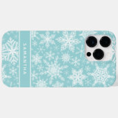 Kerst Blauwgroen en witte sneeuwvlokken monogram Case-Mate iPhone Case (Achterkant (horizontaal))