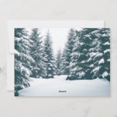 Kerst blauwgroen moderne script winterbos foto feestdagenkaart (Achterkant)