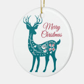 Kerst-Blauwgroen rendierelegant keramisch sieraad Keramisch Ornament (Links)