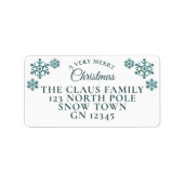 Kerst Blauwgroen sneeuwvlokken Retour Adreslabels Etiket (Voorkant)