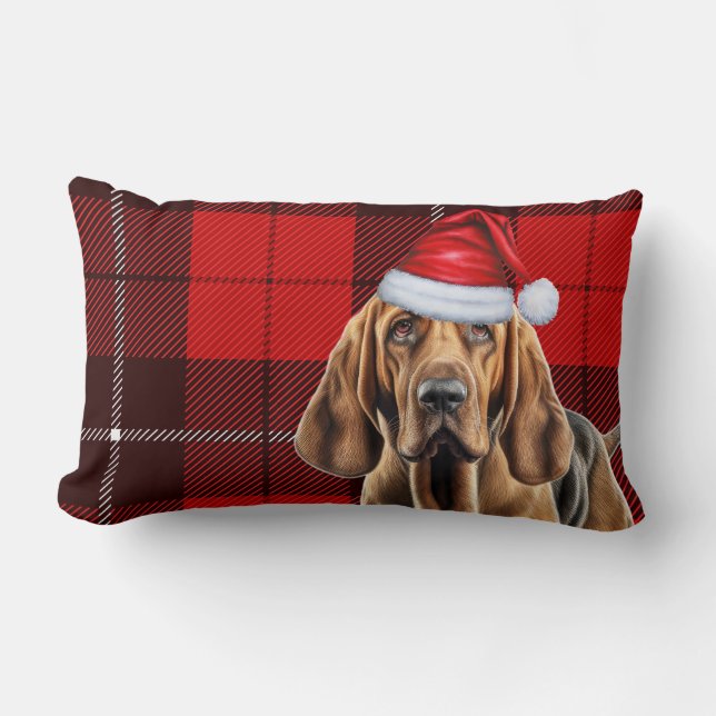 Kerst Bloedhond Rood Vakantie Plaid Kussen (Voorkant)