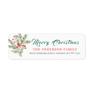 Kerst Bloem Elegant Eenvoudig Retouradres Etiket