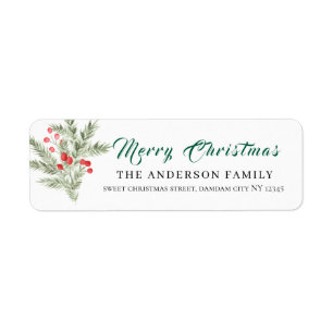 Kerst Bloem Elegant Eenvoudig Retouradres Etiket