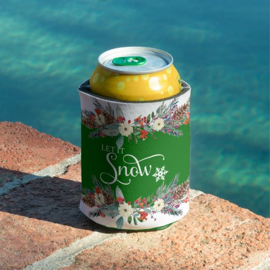Kerst bloem grens-Laat het sneeuwtypografie 2 Blikjeskoeler (Insitu Zwembad)