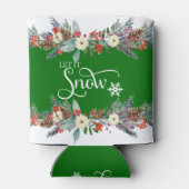 Kerst bloem grens-Laat het sneeuwtypografie 2 Blikjeskoeler (Achterkant)